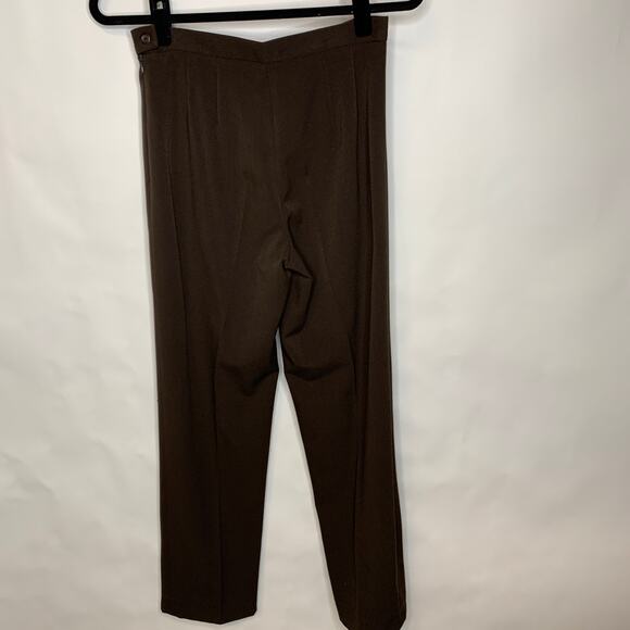 Dark Brown Trousers Flat Front Sz 4 - Picture 5 of 8